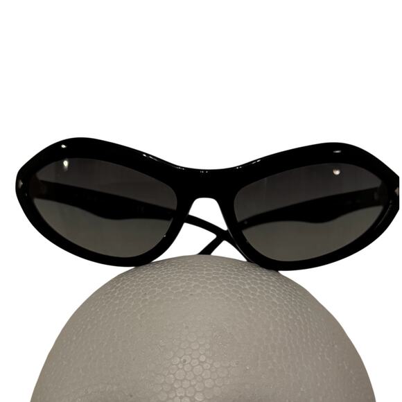 Prada SPR 05N Black Oval Sunglasses 1AB-3M1 Made in Italy w/ Case Authentic - Picture 6 of 14